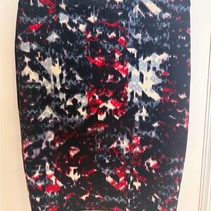 Necessary Objects Red and Blue Abstract Pencil Skirt
